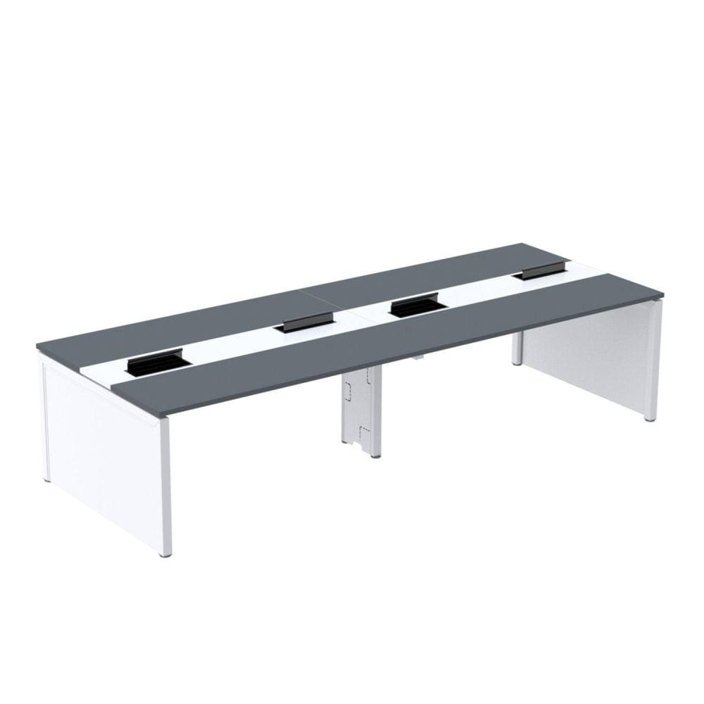 Mesa de Plataforma Dupla para 4 Pessoas Corporativa 110x140/4p Grafito/Branco