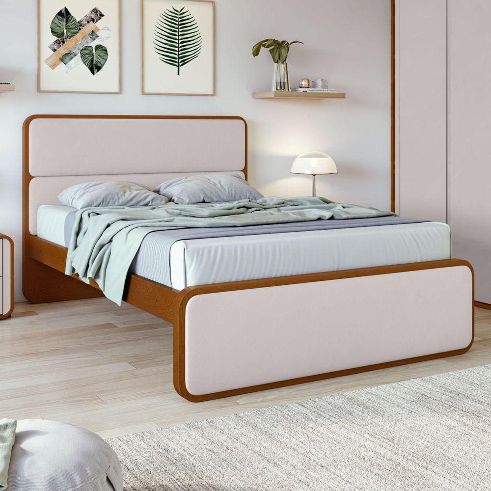 Cama Casal Loop em Mdp/mdf Tecido Sintético Frassino