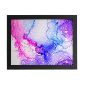 Quadro Tons De Rosa E Roxo Abstrato Moldura Preta 60X40Cm
