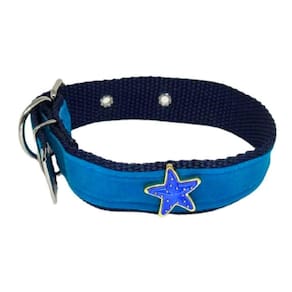 Coleira Camurça Aplique 25Mm Pra Cachorro Nicapet Azul Nº 7