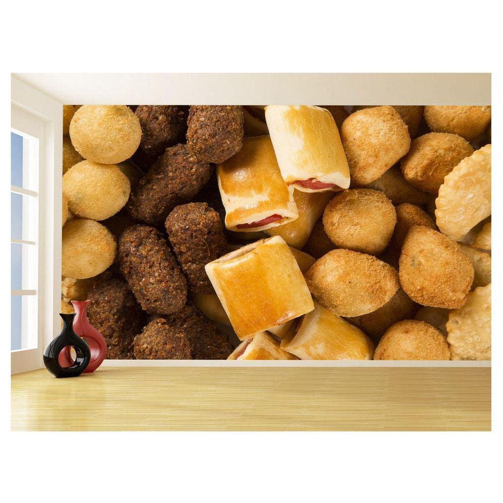 Papel De Parede Alimentos Salgados Coxinha Bar 3,5M Al499