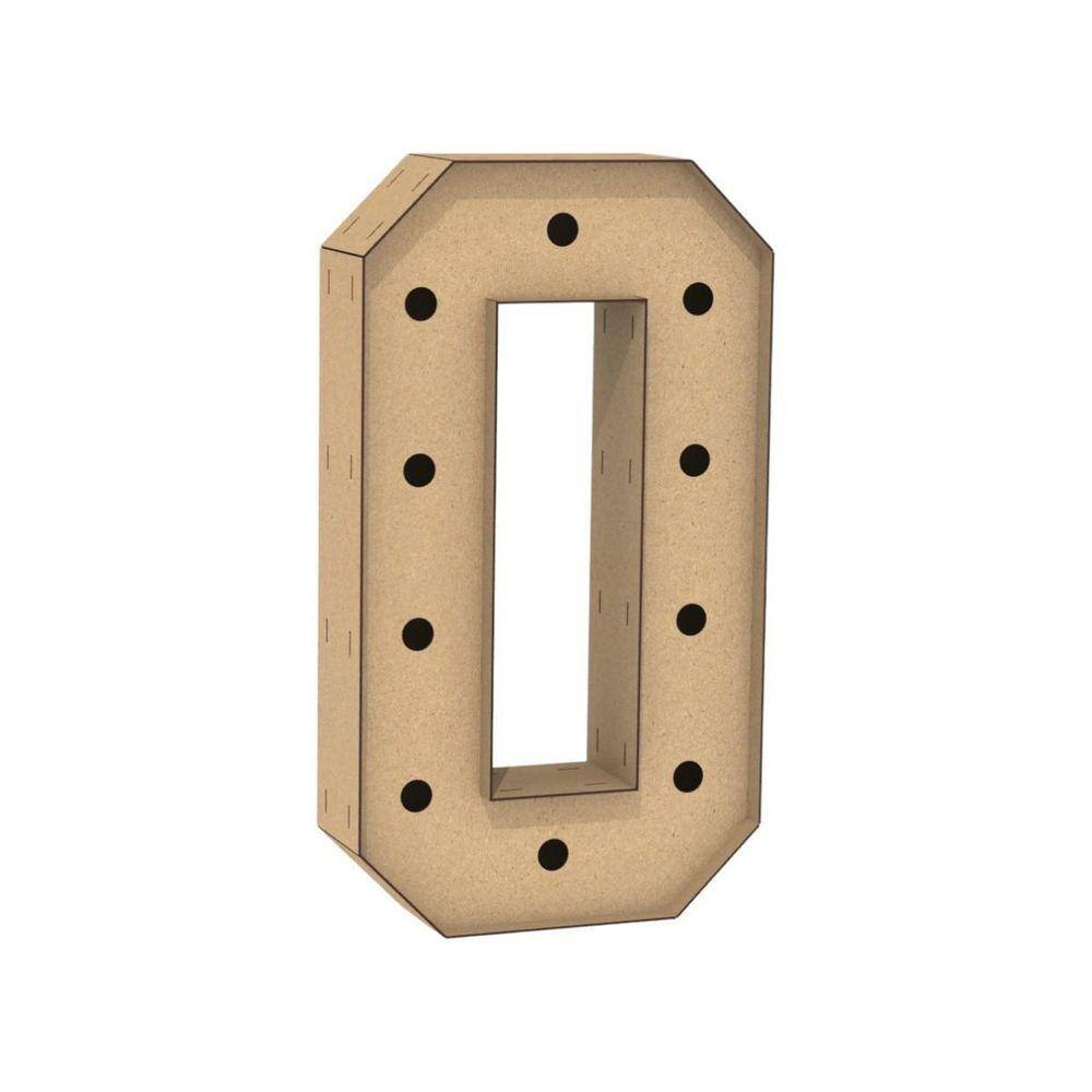 Número 0 Letra Caixa Grande Mdf 100Cm Altura Furo Iluminação