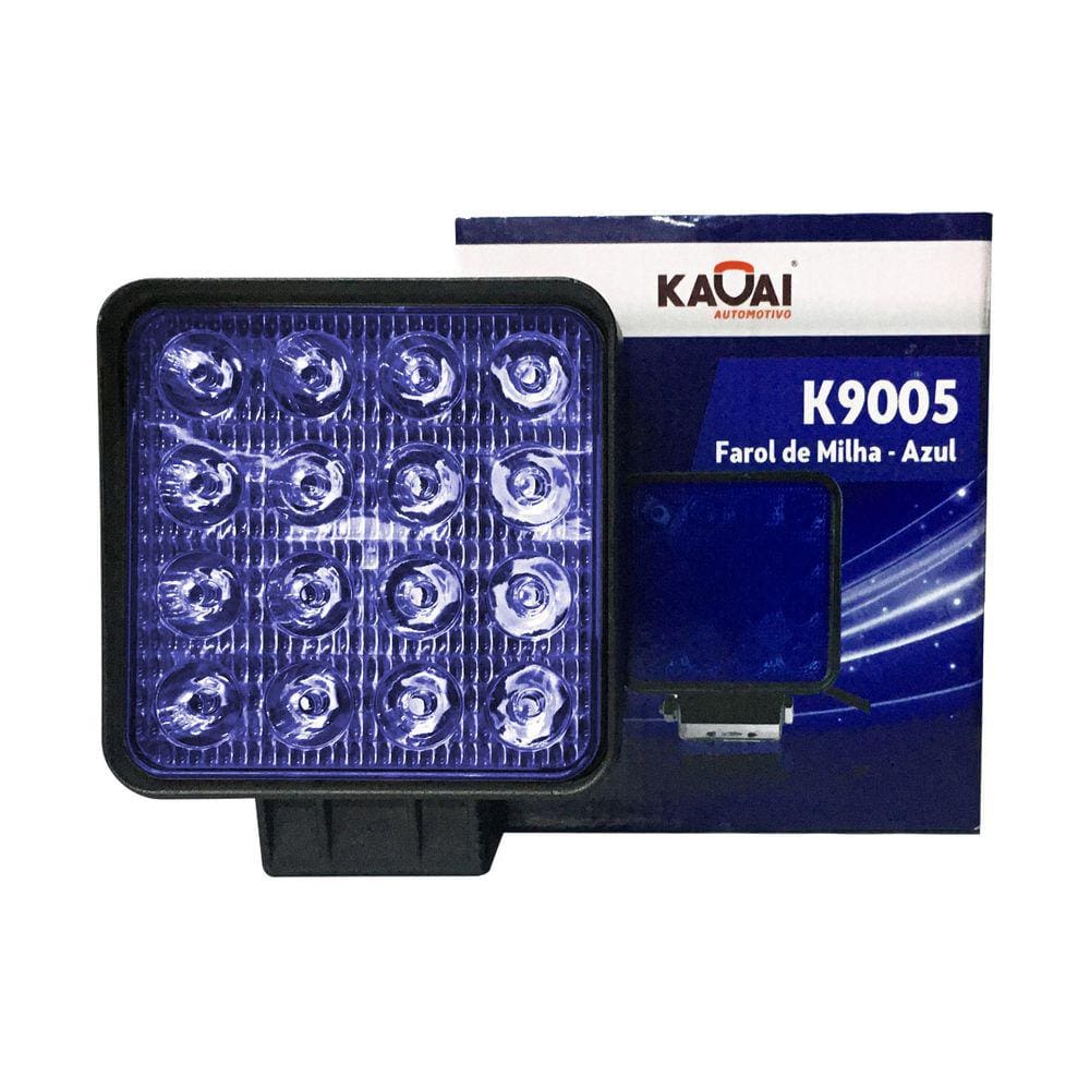 Farol Milha Auxiliar Led Máquinas Agrícolas Quadrado Luz Azul 48W