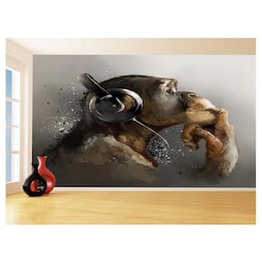 Papel De Parede 3D Musica Macaco Musica Fone 3,5M Mus116
