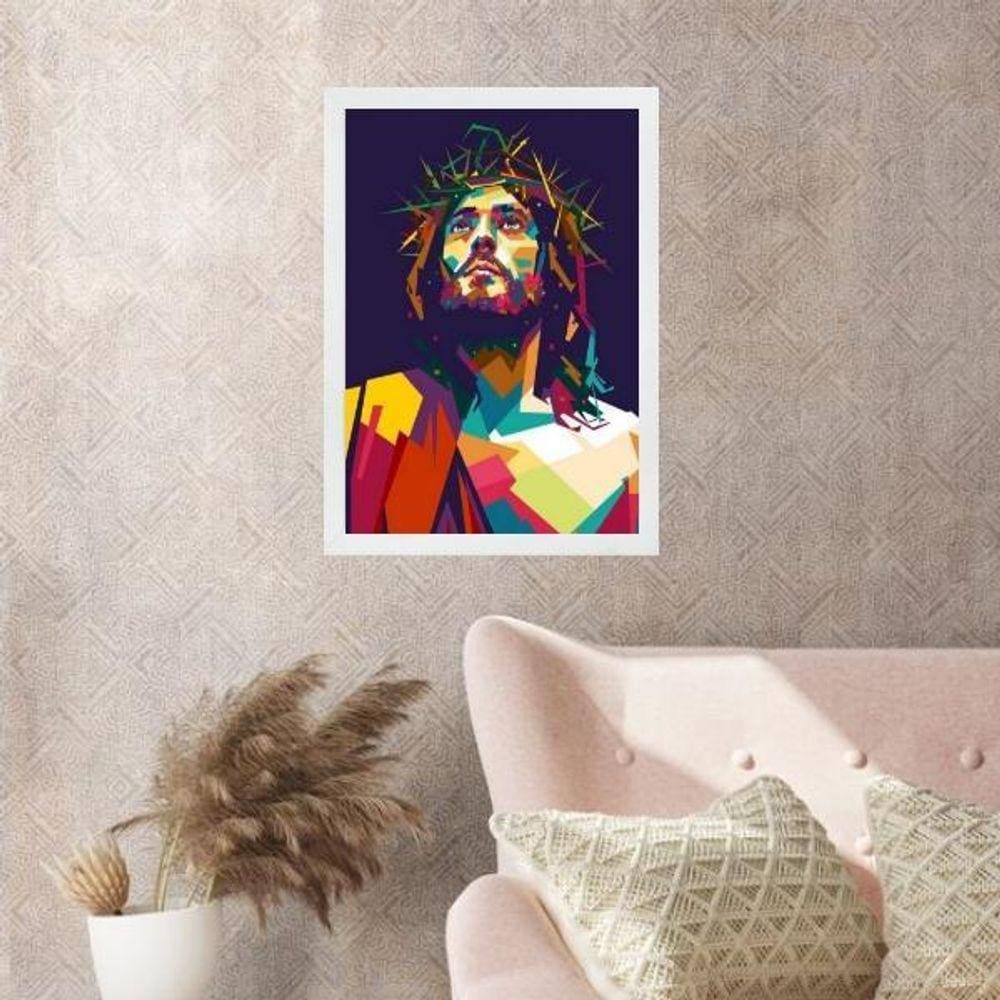 Quadro Moderno Cristo- Geométrico 24X18Cm - Com Vidro