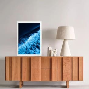 Quadro Decorativo Azul- Onda Mar 33X24Cm - Com Vidro