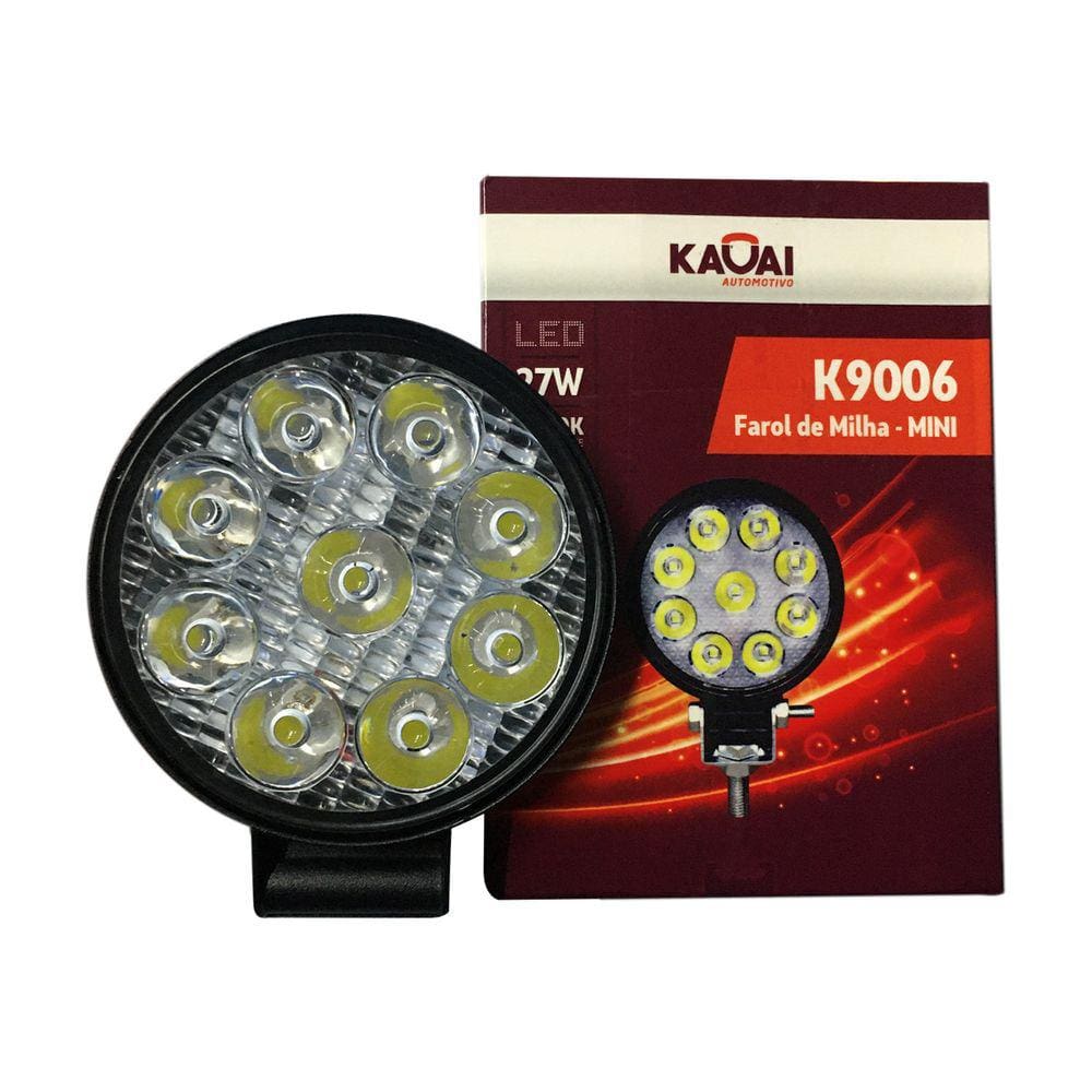 Farol Milha Auxiliar Led Parachoque E Spoiler Redondo Mini 27W - 8.5 Cm