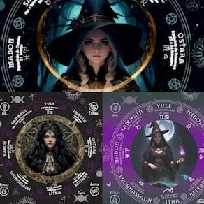Kit 3 Toalhas Jogo Cartas Bruxa Wicca 70X70Cm Estampadas