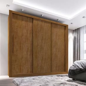 Guarda Roupa Casal 3 Portas e 4 Gavetas Panamá - Sallêto - Cinamomo Ripado