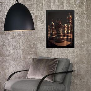 Quadro Tabuleiro Xadrez- Cavalo 24X18Cm - Com Vidro