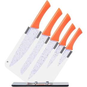 Conjunto Facas Suporte Chef Coral Inox/Acrílico 6Pç - Wincy
