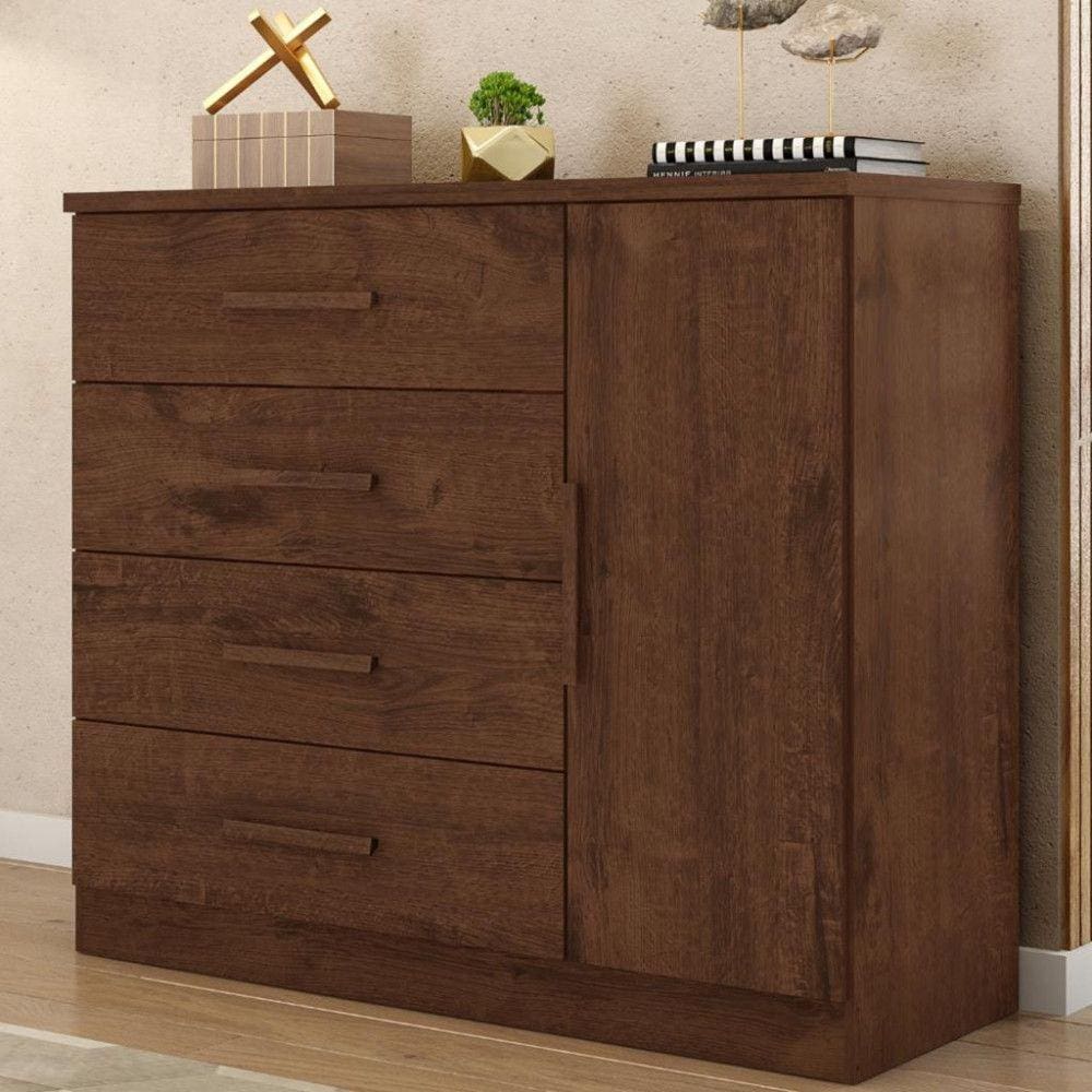 Cômoda 4 Gavetas 1 Porta Gênova Plus Zanzini | Casas Bahia