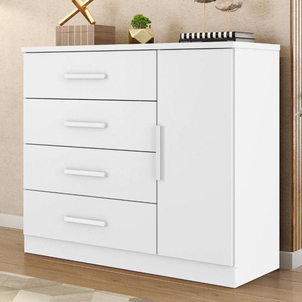 Cômoda 4 Gavetas 1 Porta Gênova Plus Zanzini