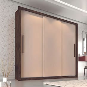 Guarda Roupa Casal 3 Portas e 4 Gavetas Panamá - Sallêto - Ipê/Off