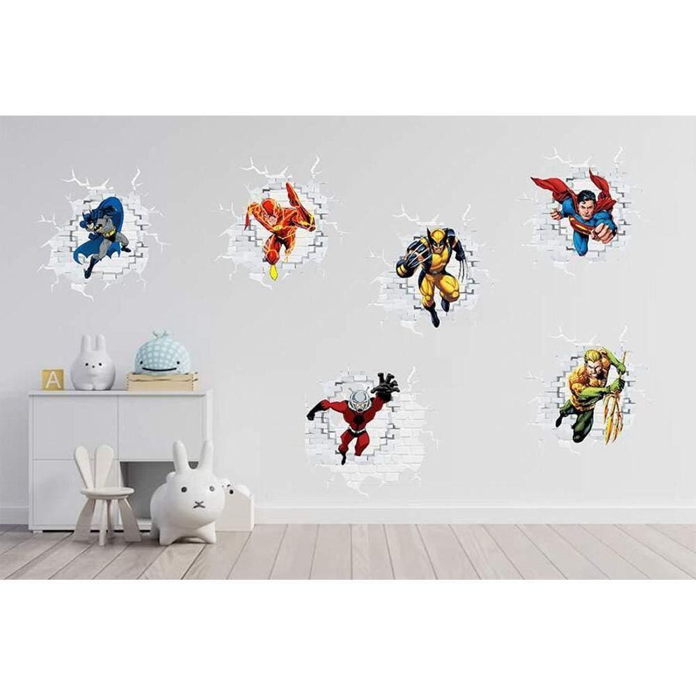 Adesivo De Parede 3D Super Herois