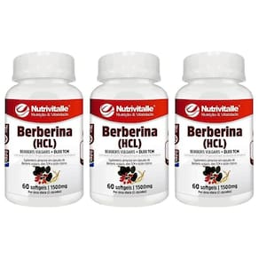 Kit 3 Un - Berberina Hcl 1500Mg 60 Capsulas Nutrivitalle