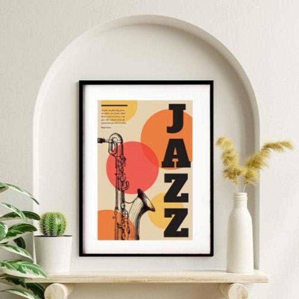 Quadro Decorativo Poster Jazz 60X48Cm