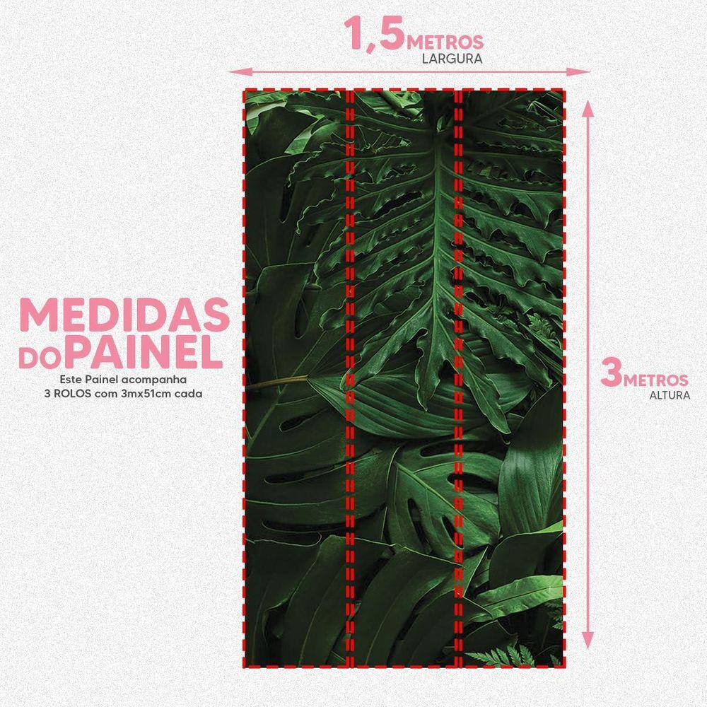 Papel De Parede Painel 3D Folhas Verdes Artificial 1,5M