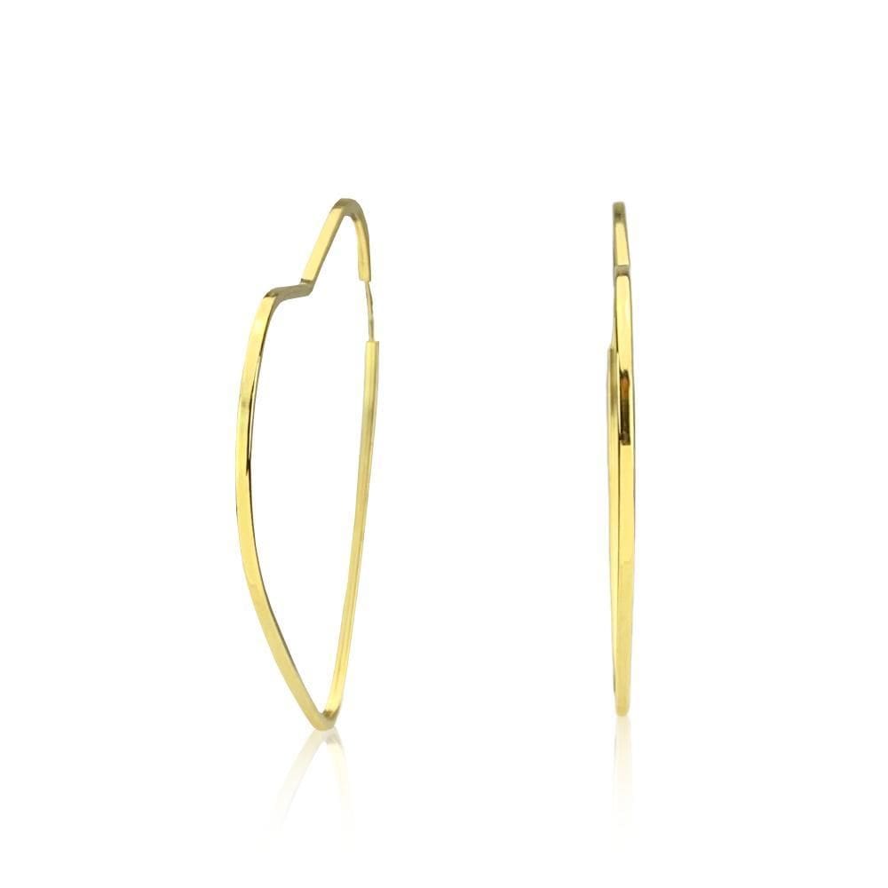 Brinco Argola Coração 3,5 Cm Em Ouro 18K