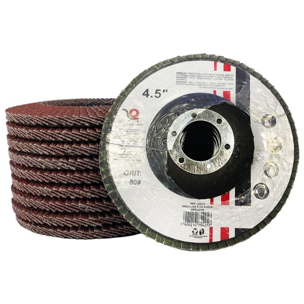 Disco De Lixa Flap 4.1/2 Grit 80 4.5 Kit 10 Peças