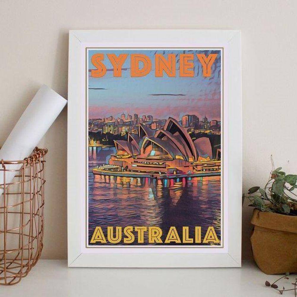 Quadro Decorativo Sydney - Austrália 45X34Cm - Com Vidro
