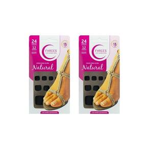 Unhas Postiças Fhaces Pé Color Black Fosco-2Kits C/24Un Cada