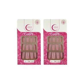 Unhas Postiças Fhaces Colors Rosa Flash Ref U3052- Kit C/2Un