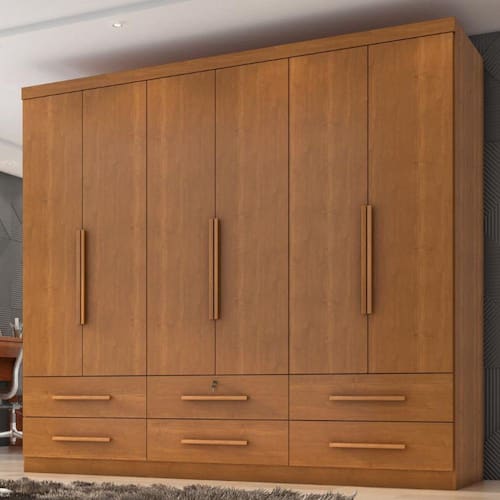 imagem-Guarda Roupa Casal 6 Portas 6 Gavetas Maximus Plus II Zanzini - Marrom Chocolate