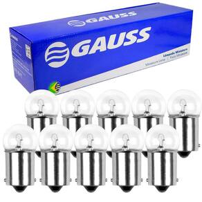 10 Lâmpada Gauss Miniatura Incolor T2W BA9S 12V 2W GL0053