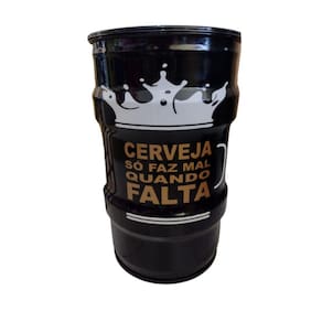 Lixeira Metalica 50Lt Para Area De Churrasco Cerveja Faz Mal Quando Falta