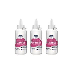 Amolecedor De Cutículas Ideal Algodão 100Ml - Kit Com 3Un
