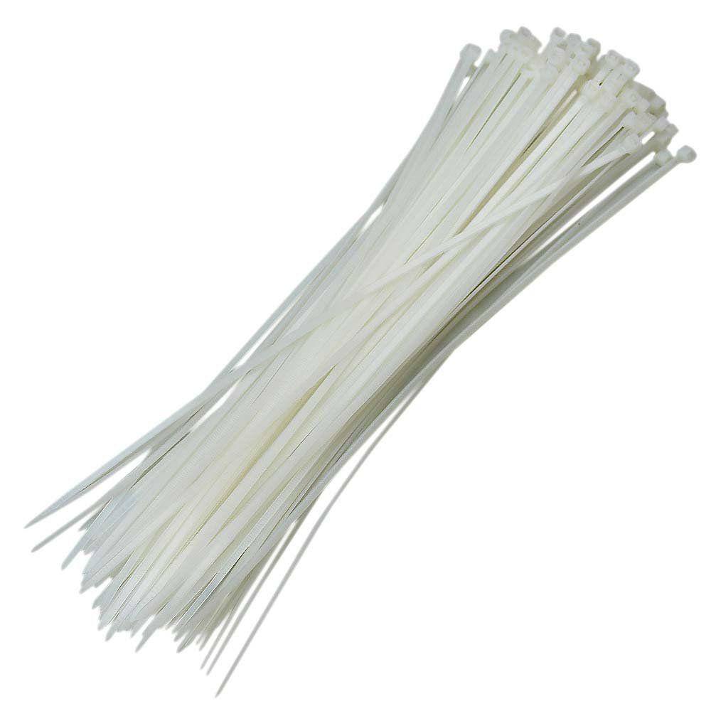 Abraçadeira de nylon 280 x 3,6mm branca com 100 peças