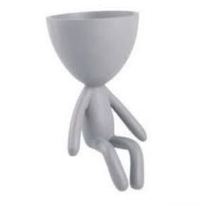 Vaso Cachepot Bob Cinza Em Poliresina 12414 Mart