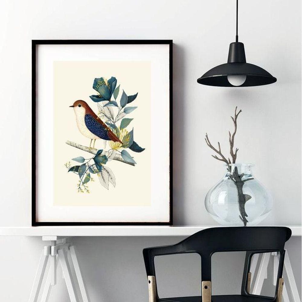 Quadro Decorativo Passarinho - 60X48Cm