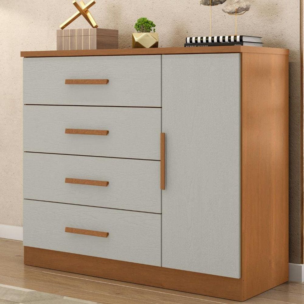 Cômoda 4 Gavetas 1 Porta Gênova Plus Zanzini | Casas Bahia