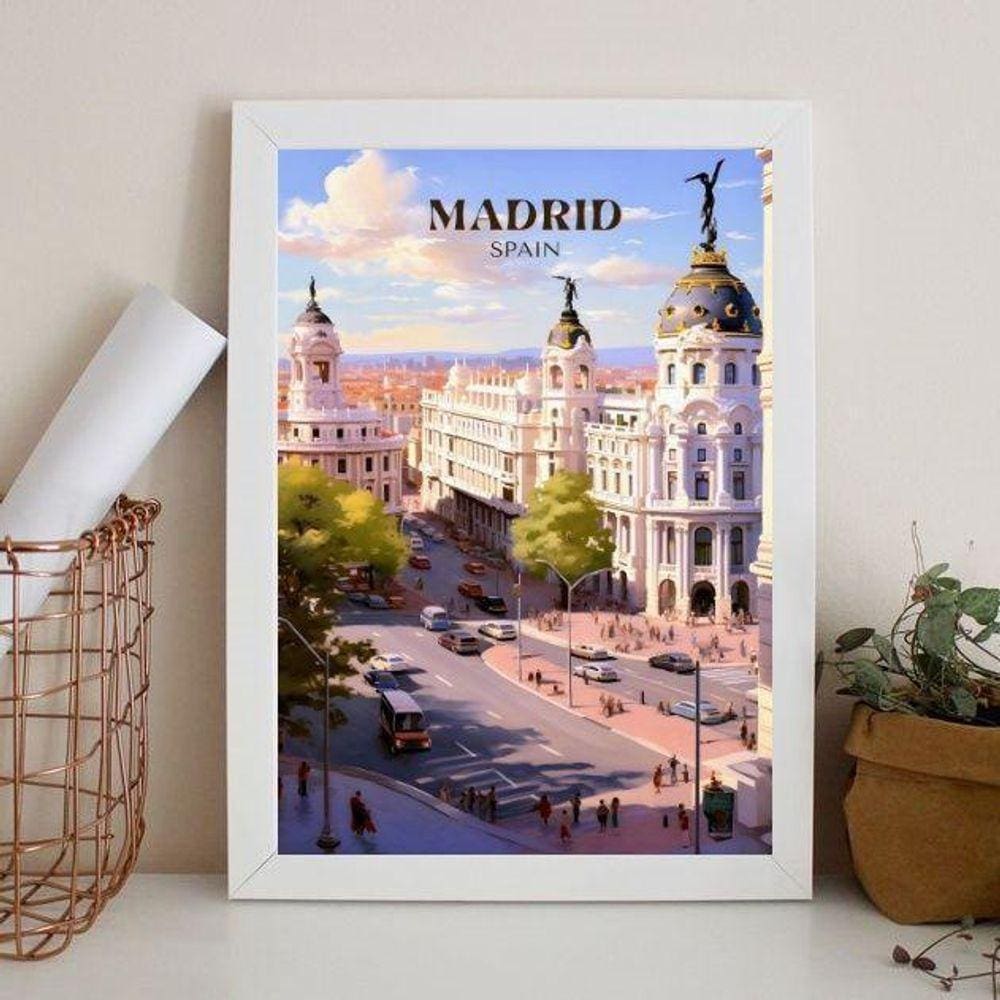 Quadro Decorativo Madrid - Espanha 24X18Cm - Com Vidro