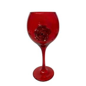Cálice Vermelho Altar Rosa Vermelha 400Ml 20Cm Vidro Celebra