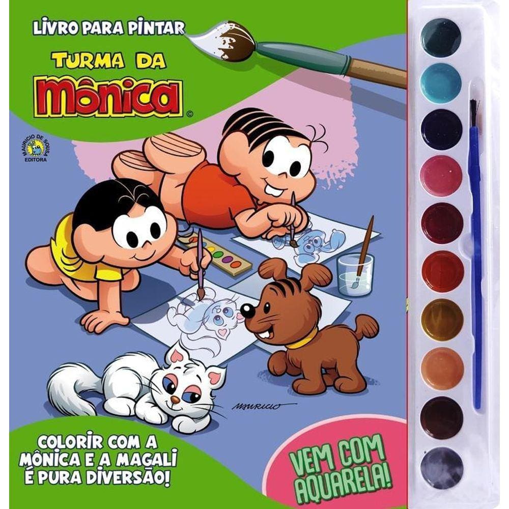 Livro Para Pintar Com Aquarela - T. Mônica - Mônica E Magali
