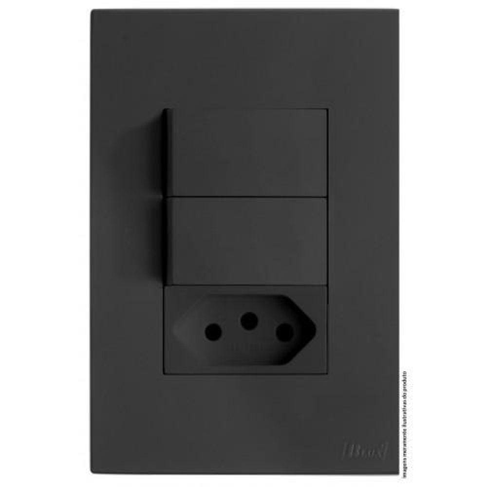 Cj Int.Duplo Simples+Tomada 10A 4X2 Recta Home Grafite Fosco