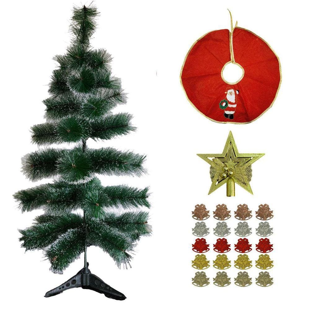 Kit Árvore Natal Nevada 90Cm 20 Enfeites Ponteira E Tapete