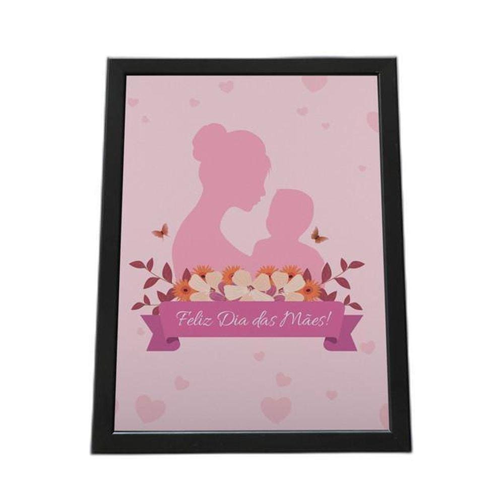 Quadro Com Moldura Rosa Feliz Dia Das Mães