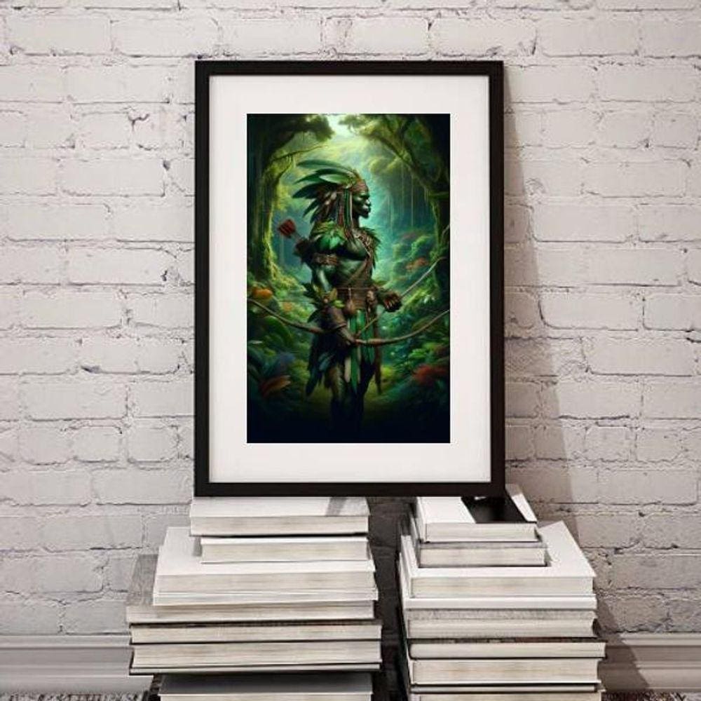 Quadro Guerreiro Oxóssi - 60X48Cm