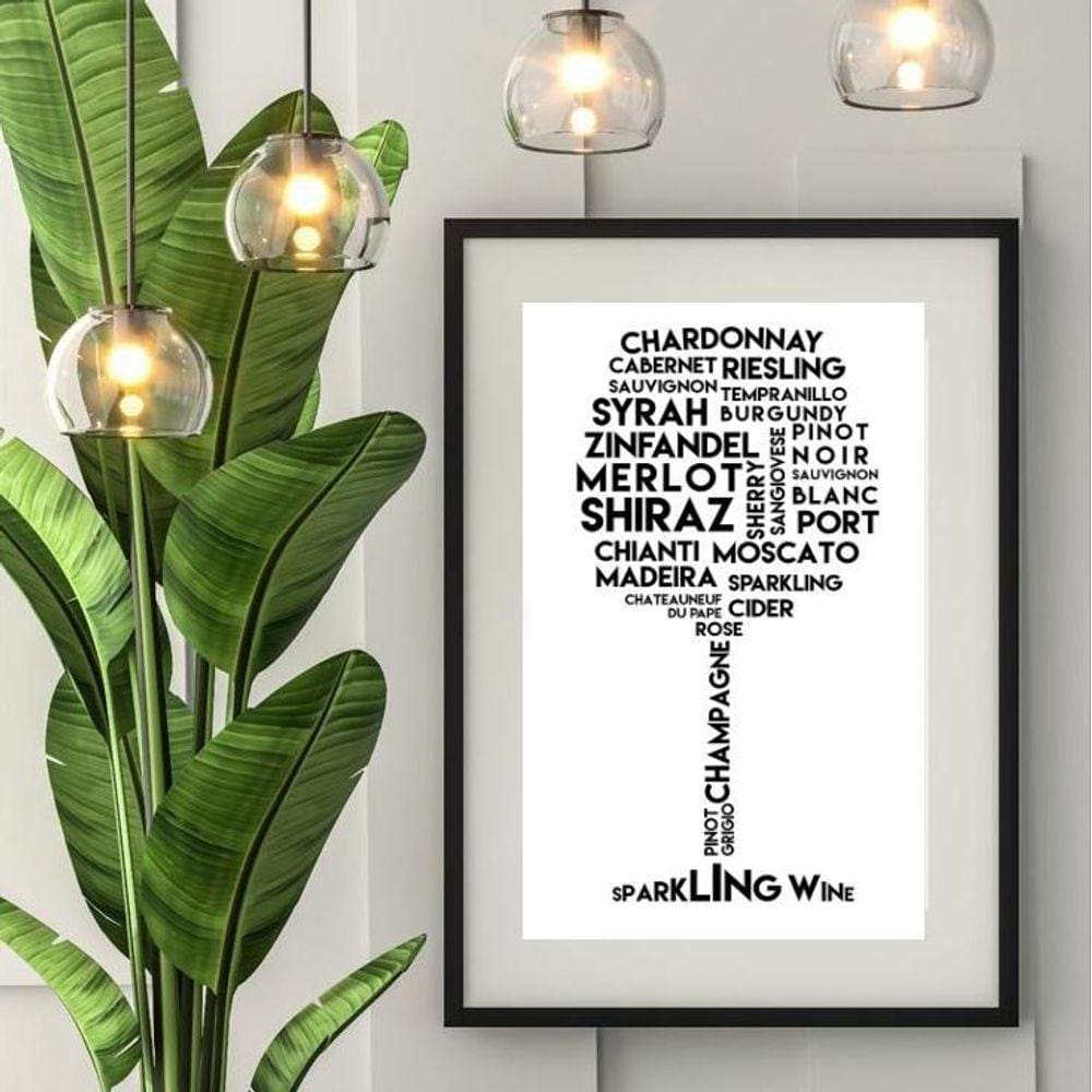 Quadro Minimalista Tipos De Vinho- 60X48Cm