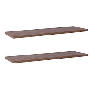 Kit Com 2 Prateleiras 60 X 10cm Suporte Invisivel Cor Nogal Malaga (madeira Escura)
