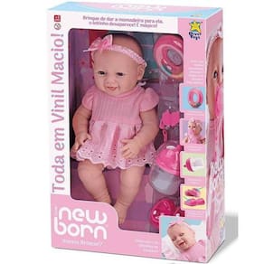 Boneca New Born Vamos Brincar ? Com Acessórios Divertoys Ref 8188