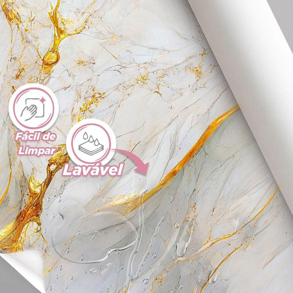Papel De Parede Painel 3D Mármore Branco Amarelo 2,5M