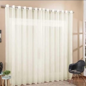 Cortina Voil 7,00X2,50 Sala Ou Quarto Cromado Trilho Branco