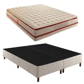 Box King Mônaco 42x193x203cmcom Colchão Super King Molas Ensacadas Mônaco 32x193x203cm Rustico Branco/Bordo