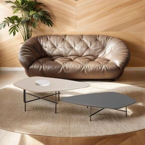 Conjunto Mesa de Centro Formato Orgânico Capri Dark / Off White