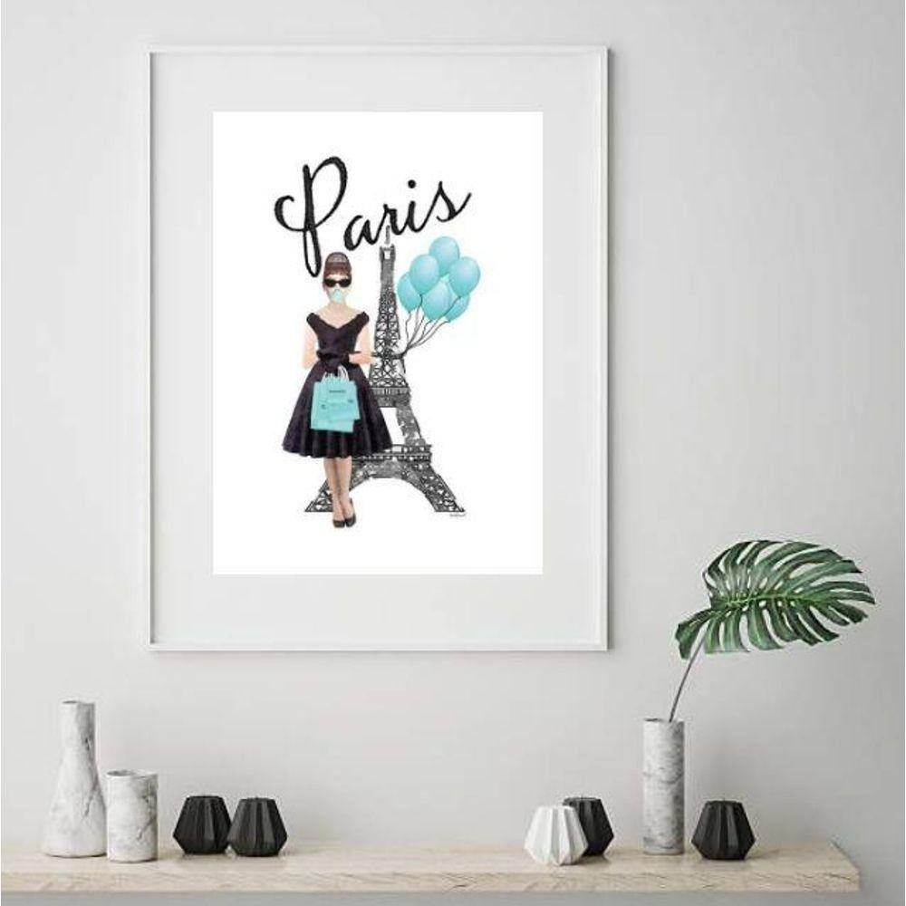 Quadro Audrey Hepburn Paris - 60X48Cm